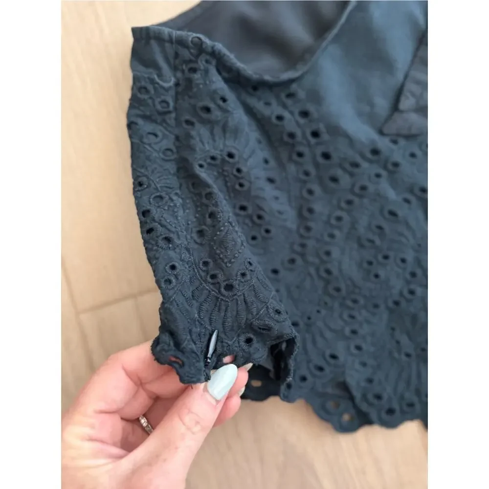 Abercrombie & Fitch Black Eyelet Top - Picture 5 of 6